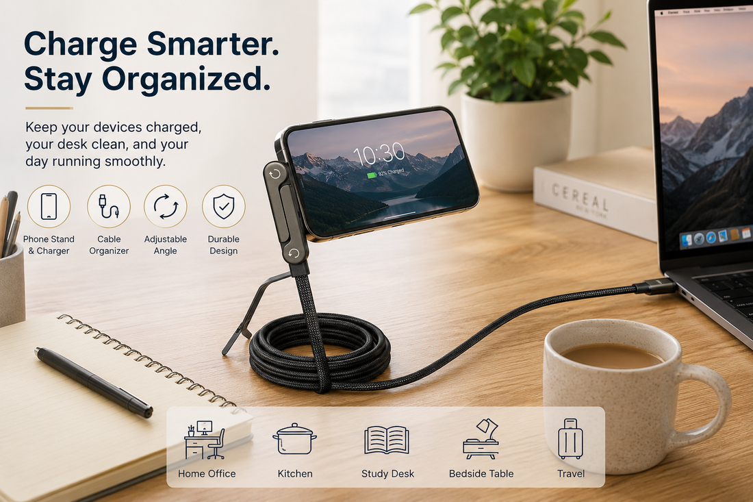 lifestyle picture of this charging cable stand