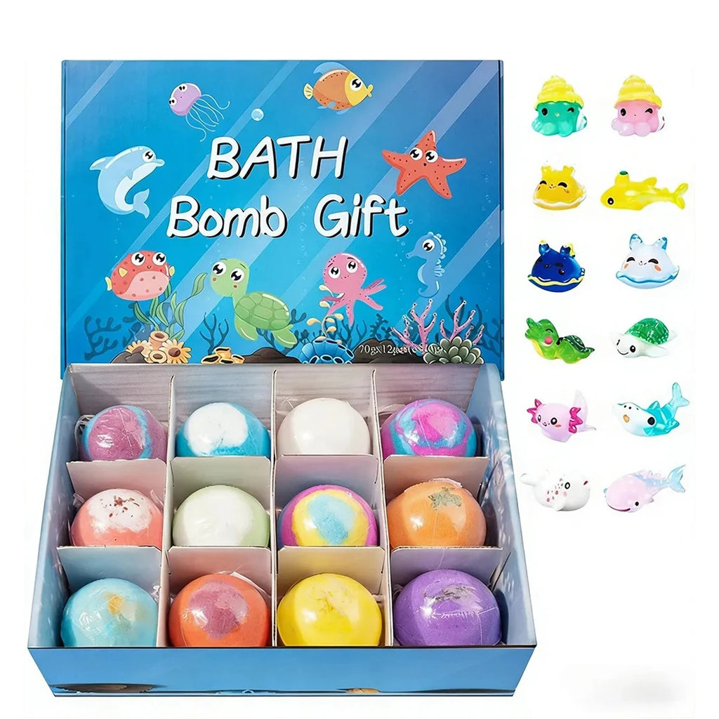12-piece kids bath bomb surprise gift set