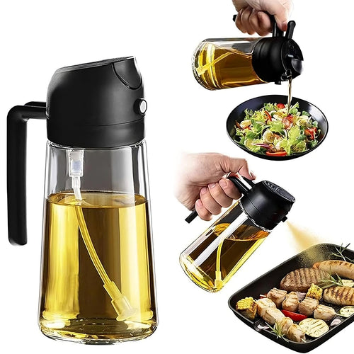 2-in-1 oil sprayer and dispenser bottle for cooking