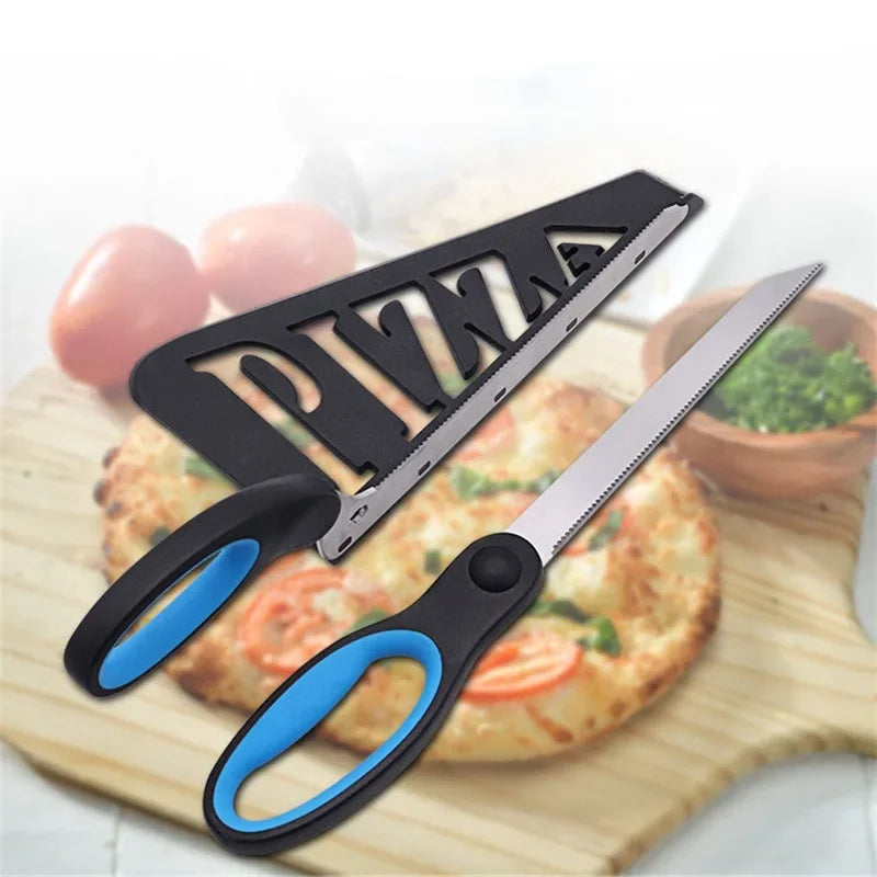 2-in-1 pizza cutter and server scissors