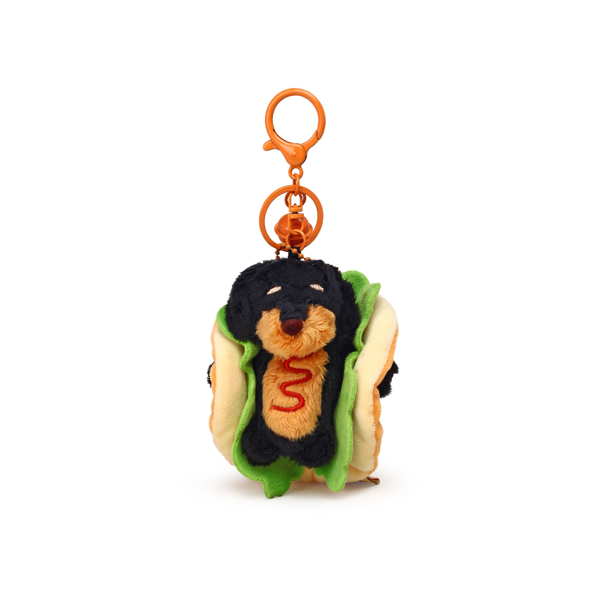 Dachshund Hot Dog Plush Keychain