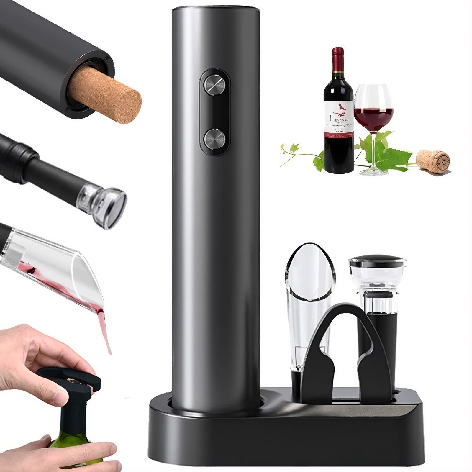7-in-1 electric wine opener set with wine accessories