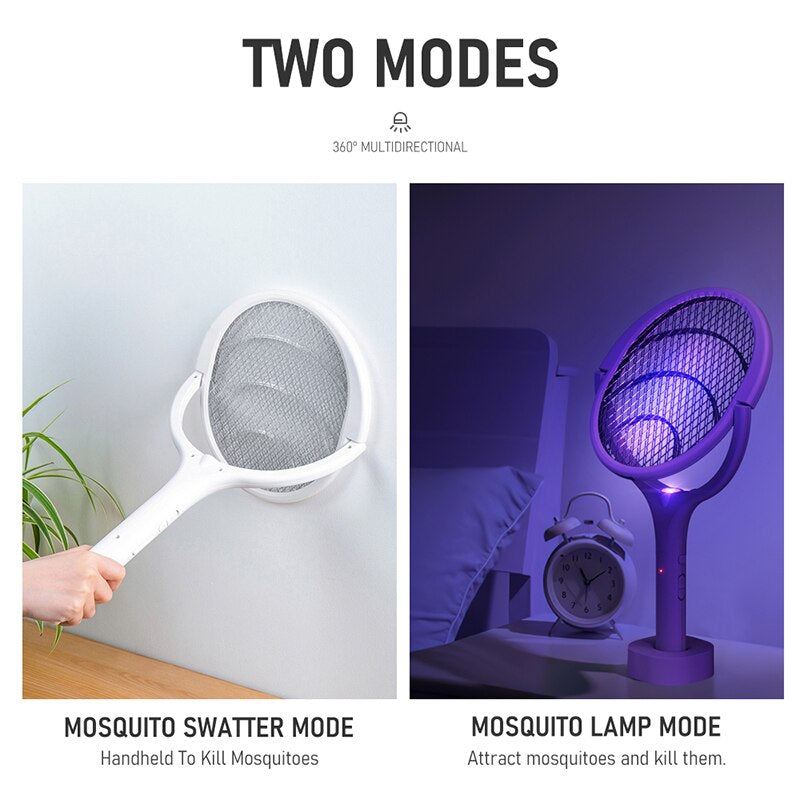 Electric mosquito swatter with 90 degree rotating head