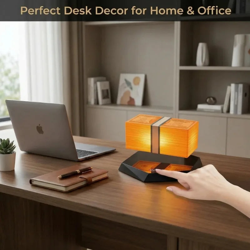 Floating cash lamp displayed as unique desk and shelf decor