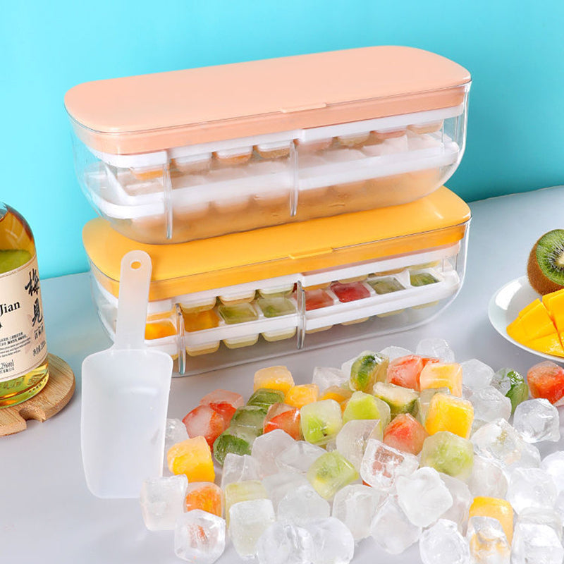 Easy-Release Ice Cube Tray Set with Storage Bin & Scoop (2-Pack)