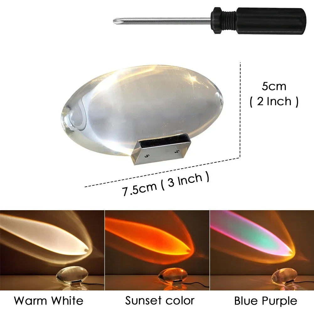 LED light bulb with dimensions and color options on a white background