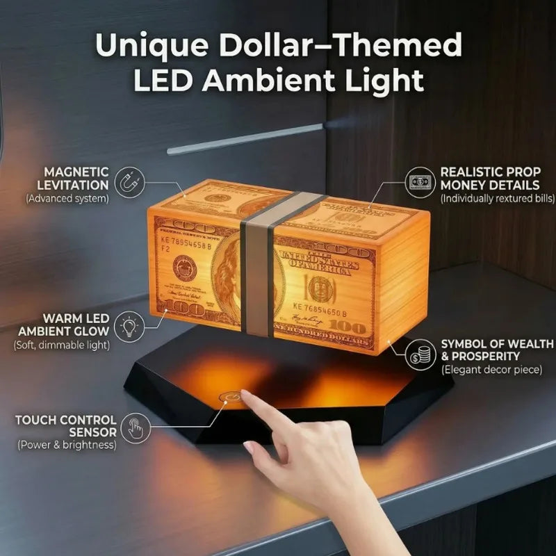 Levitating money LED desk lamp with magnetic floating effect