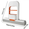 Measurement chart of a white and orange product with dimensions labeled.