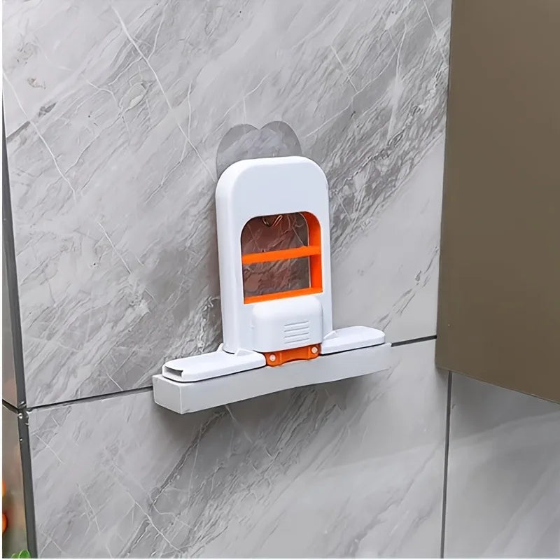 Tile grout cleaning device mounted on a tiled wall
