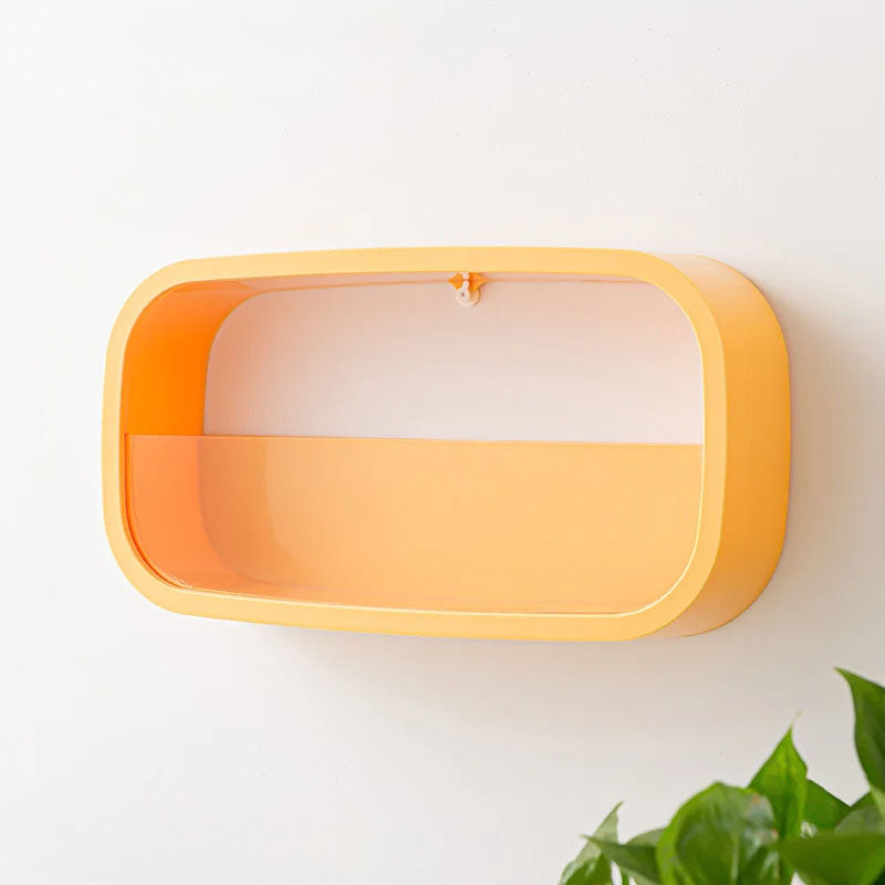 Rectangular wall light with orange gradient on a white wall