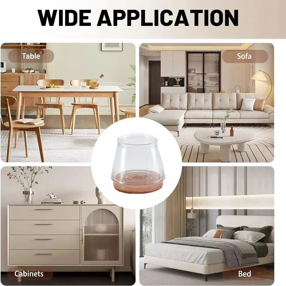 Collage of a glass candle holder in various settings including a table, sofa, cabinets, and bed.