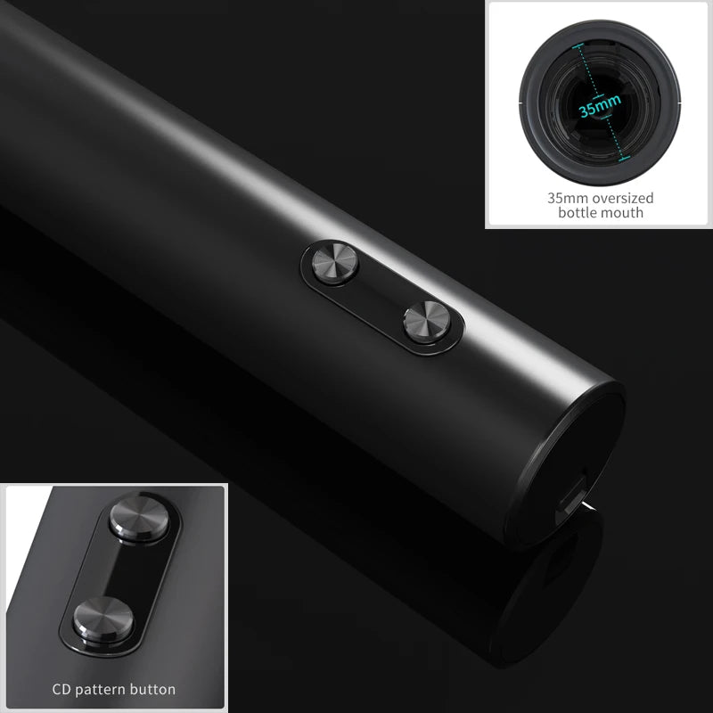 Black cylindrical object with button details on a black background