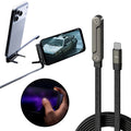 Phone stand, phone screen magnifier, and phone cable on a white background
