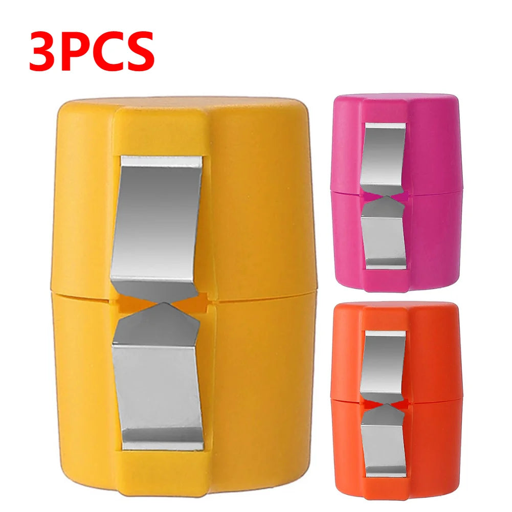 Compact egg cracking kitchen gadget with stainless steel clip