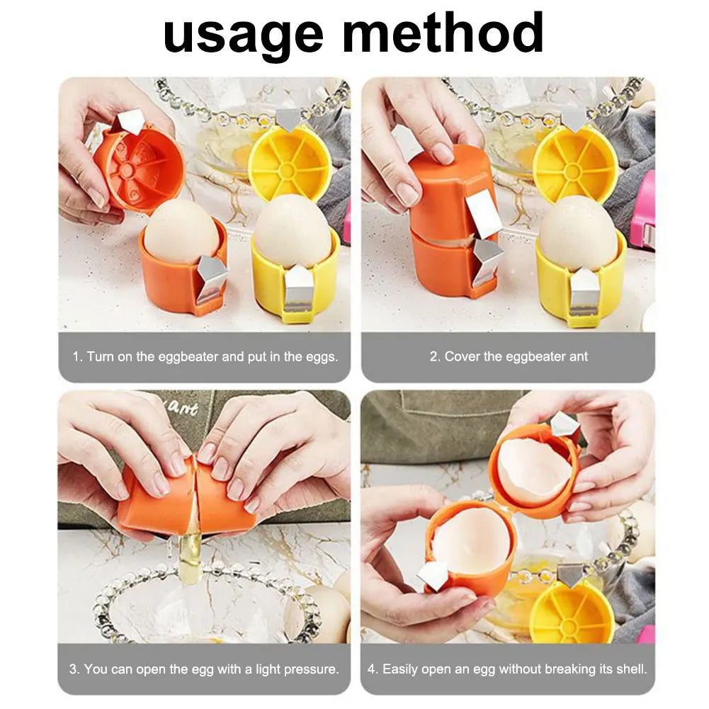 Eggshell opener positioned around an egg for cracking