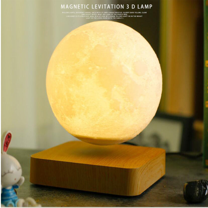 Floating 3D moon lamp with illuminated lunar surface