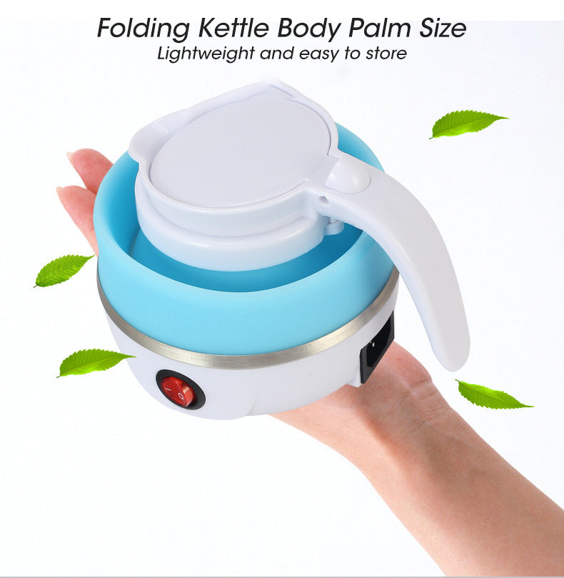 Foldable silicone travel kettle with stainless steel interior