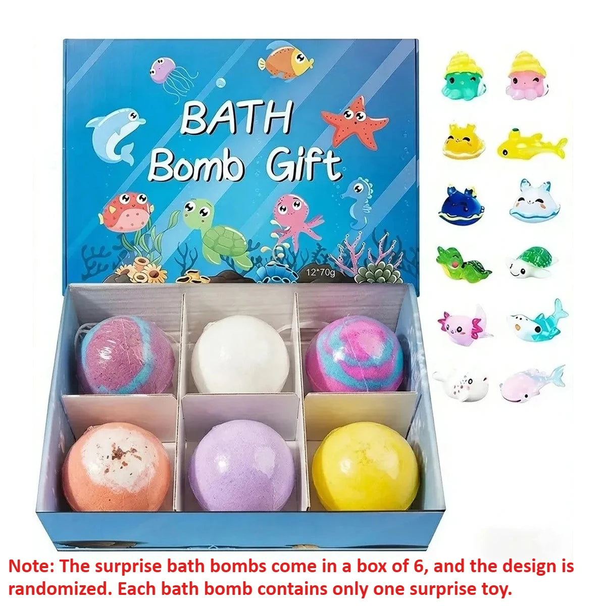 Kids bath bomb gift box with colorful bath bombs
