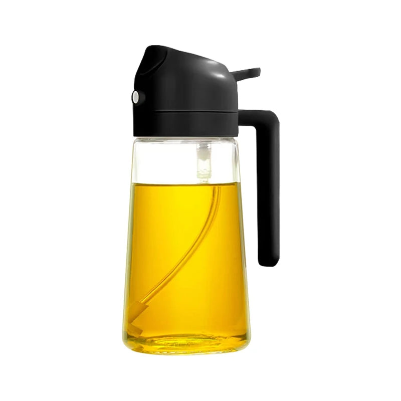 Olive oil sprayer applying oil over food