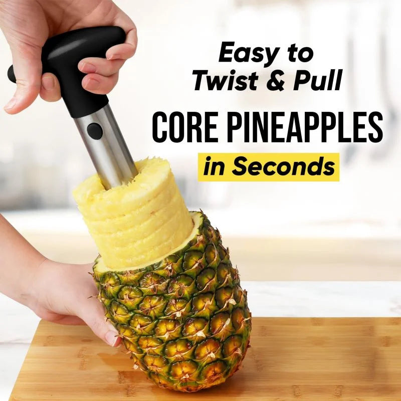 Pineapple corer slicing fresh pineapple