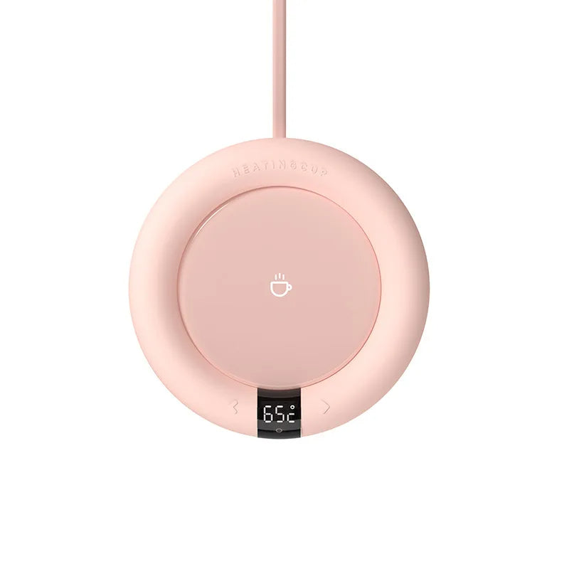 Pink smart mug warmer with digital LED temperature display