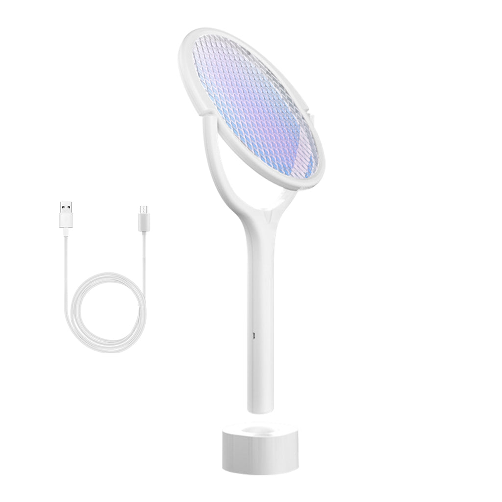 White handheld fan with USB cable on a white background