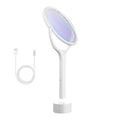 White handheld fan with USB cable on a white background
