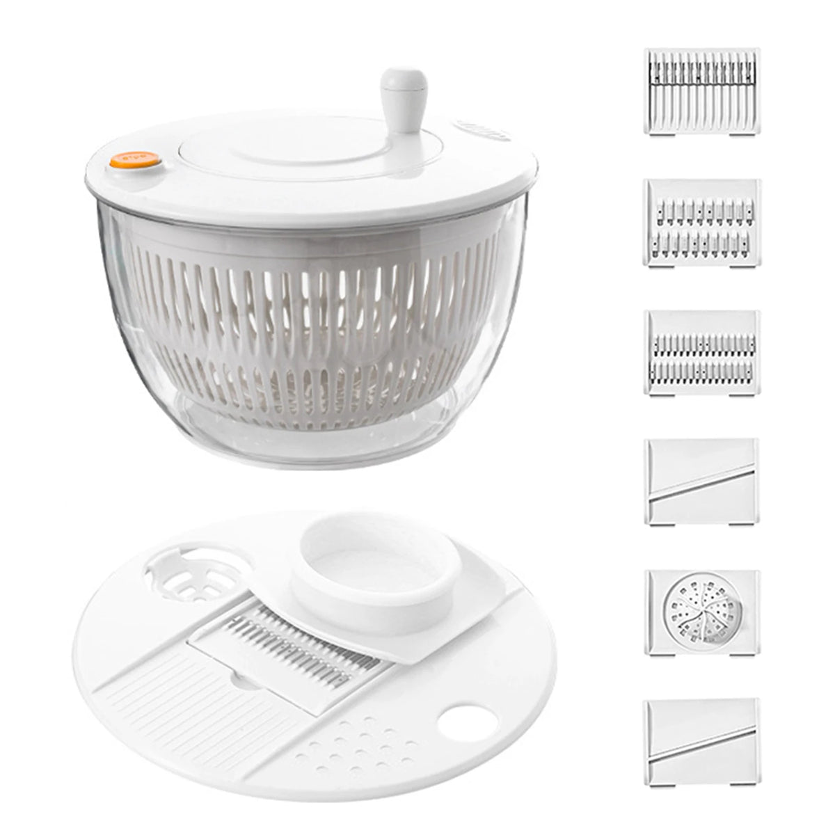 5L salad spinner and vegetable slicer available in white