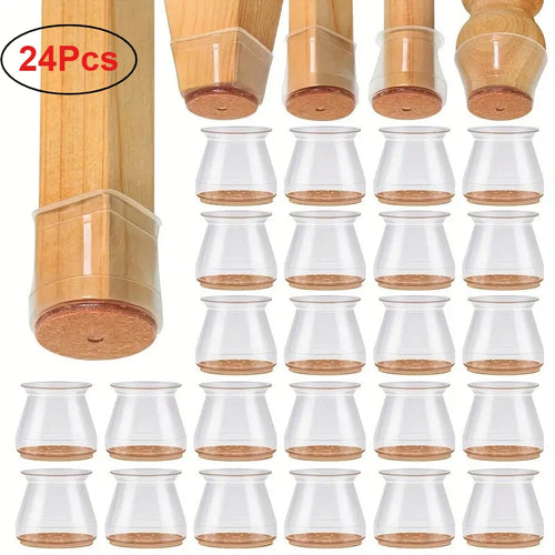 24-pack of clear glass jars with wooden lids and a bamboo handle on a white background.