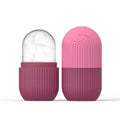 Pink and white silicone case for wireless earbuds on a white background