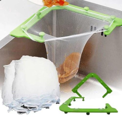 Sink corner strainer basket with mesh food catcher