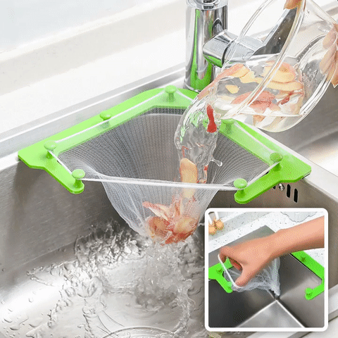Sink strainer basket with elastic mesh filter bag
