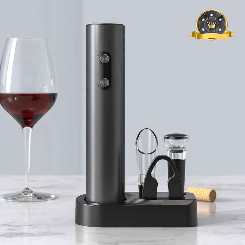 Electric wine opener and wine accessories in complete set