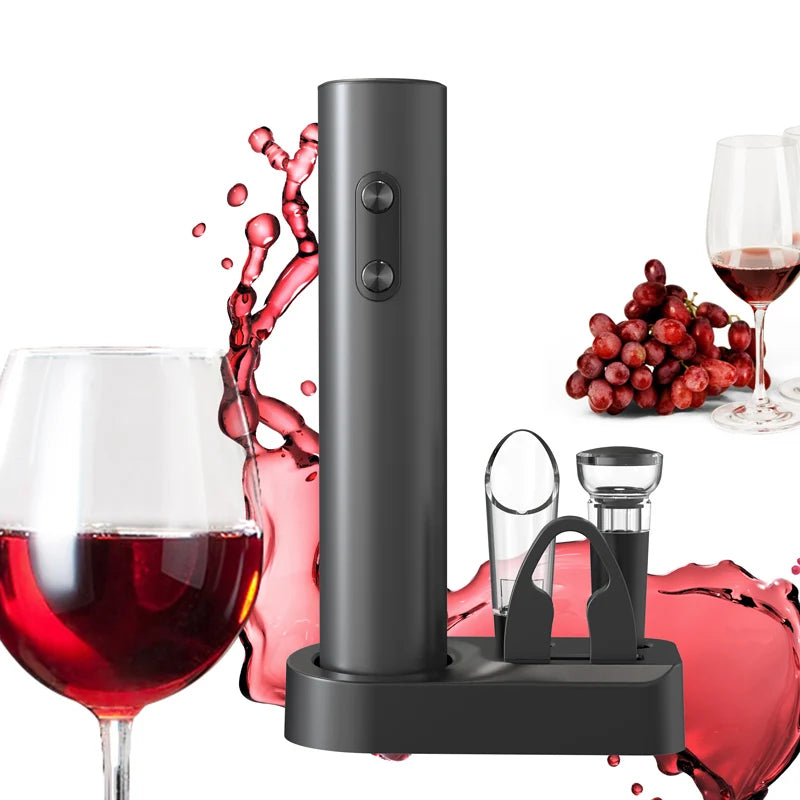 Wine aerator pourer included with electric opener set